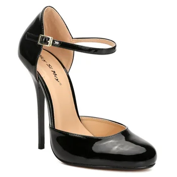 Женские туфли-лодочки, брендовые туфли-лодочки на тонком высоком каблуке 13 см, черные туфли с ремешком и пряжкой из искусственной кожи, с круглым носком, классические модные вечерние свадебные туфли для женщин