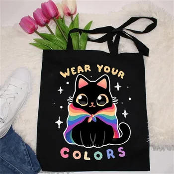 Красочная женская сумка-кошка, женская сумка для покупок, сумки для мальчиков и девочек, дорожные сумки для хранения Большой емкости, рабочая сумка для женщин, офисные сумки